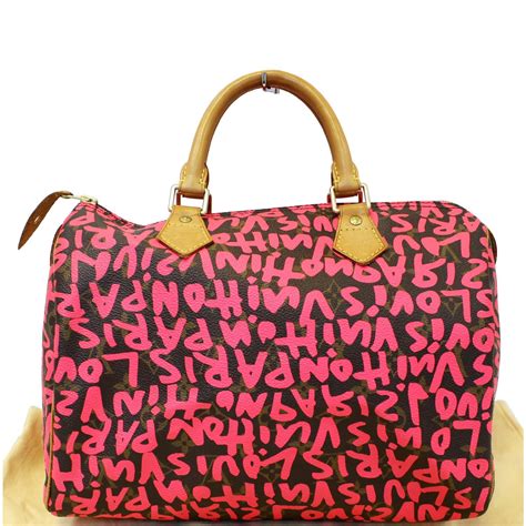 lv speedy graffiti pink